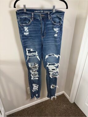 American Eagle Outfitters Ripped Skinny Jeans - Dark Blue